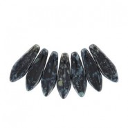 Czech Glass Daggers beads 5x16mm Jet Picasso